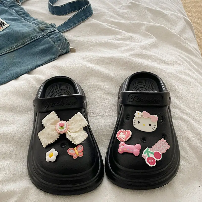 Women's Black Croc Bow Sandals with Embellished Decor — feature 33