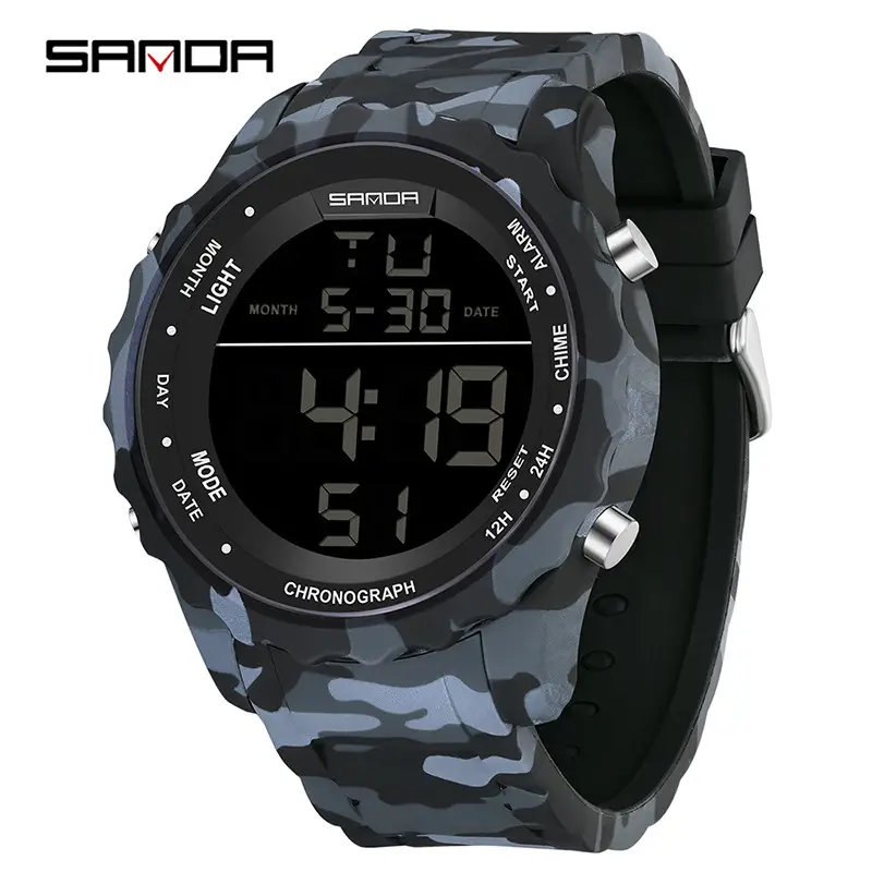 Sanda Camouflage Digital Chronograph Watch 14:46