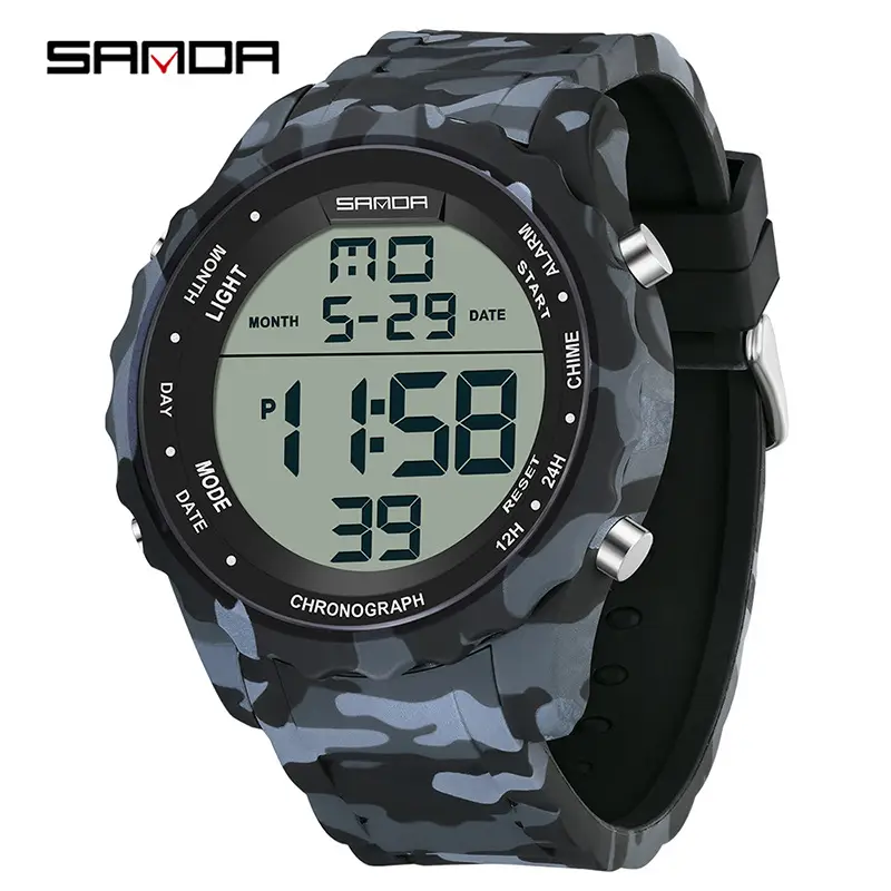 Sanda Camouflage Digital Chronograph Watch 14:46