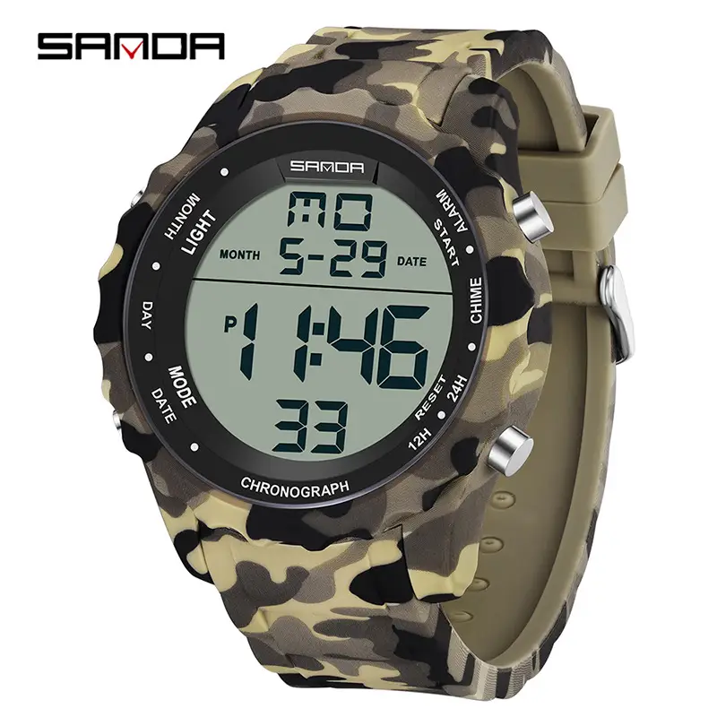 Sanda Camouflage Digital Chronograph Watch 14:46