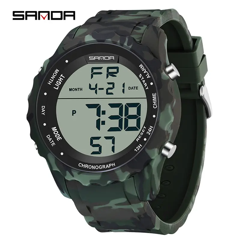 Sanda Camouflage Digital Chronograph Watch 14:46