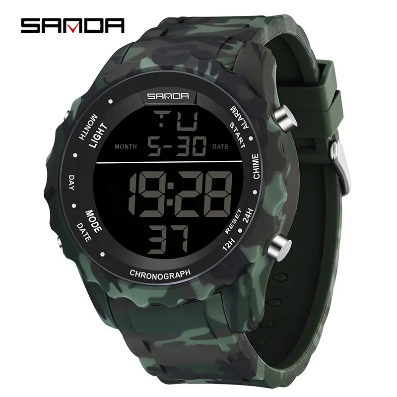 Sanda Camouflage Digital Chronograph Watch 14:46