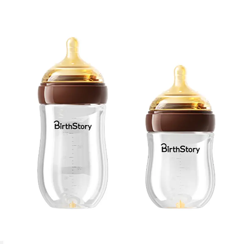 Wide-Diameter Glass Baby Bottle for Infants and Newborns, Anti-Colic, Suitable for Babies from 0 to 36 Months, Prevents Choking and Spitting Up, and Is Resistant to High Temperatures