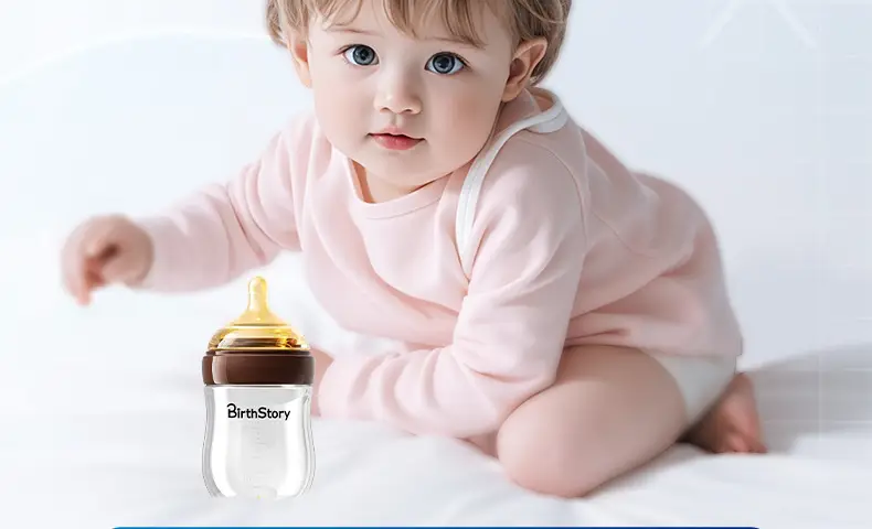 Wide-Diameter Glass Baby Bottle for Infants and Newborns, Anti-Colic, Suitable for Babies from 0 to 36 Months, Prevents Choking and Spitting Up, and Is Resistant to High Temperatures — feature 34
