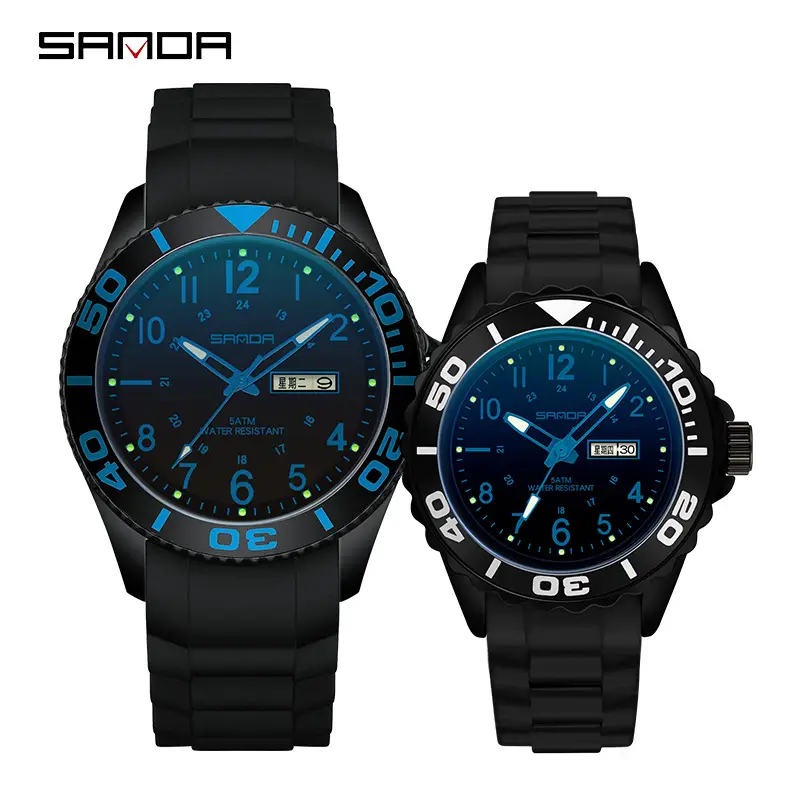 Sanda Blue Quartz Casual Watch with Double Calendar