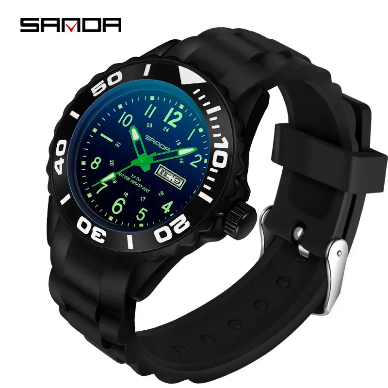 Sanda Blue Quartz Casual Watch with Double Calendar