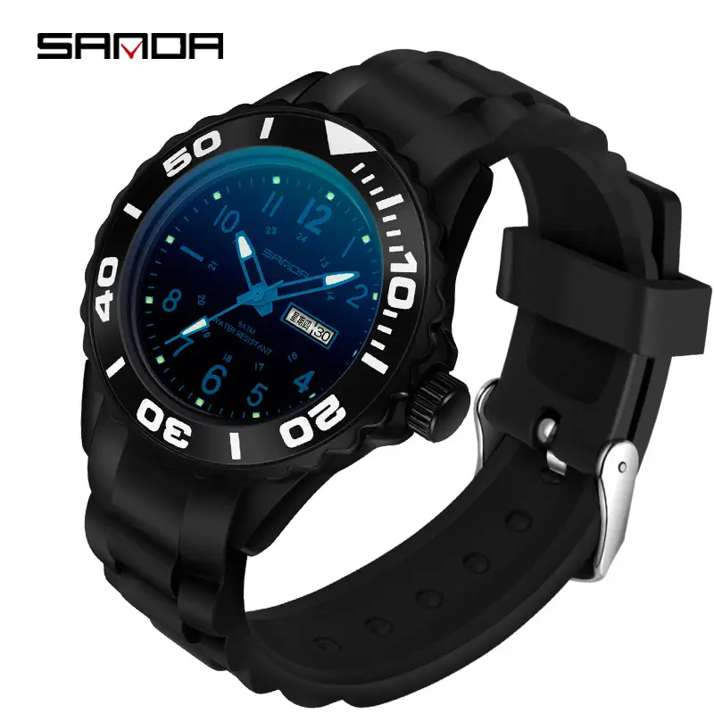 Sanda Blue Quartz Casual Watch with Double Calendar
