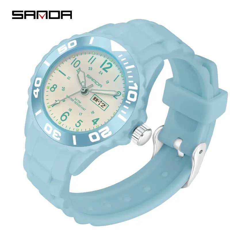 Sanda Blue Quartz Casual Watch with Double Calendar