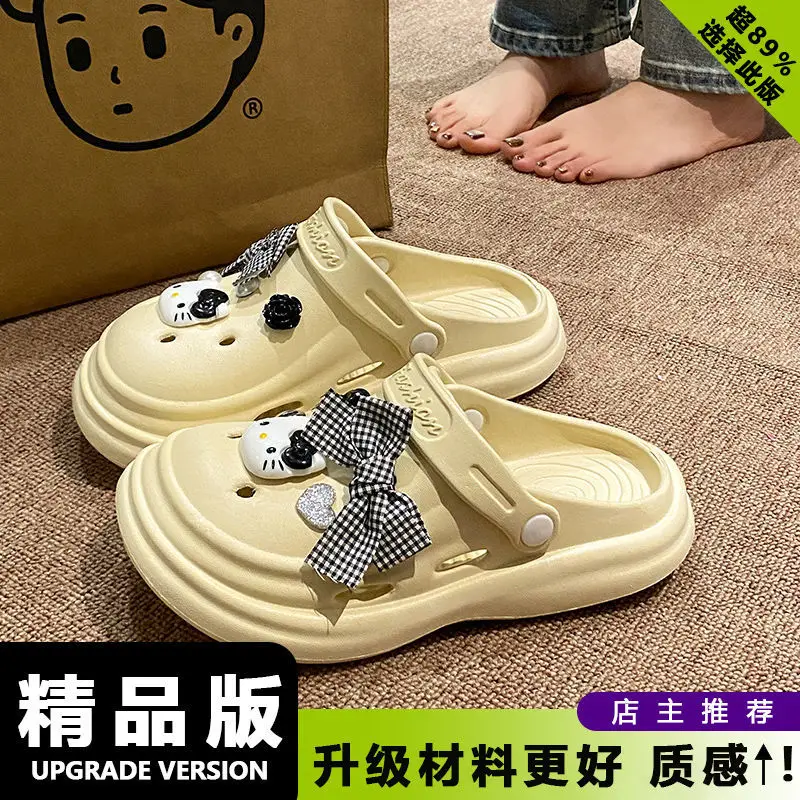 Bow Girl Crocs 2025 Summer Eva Poop Feeling Office Non-Slip - Image 3