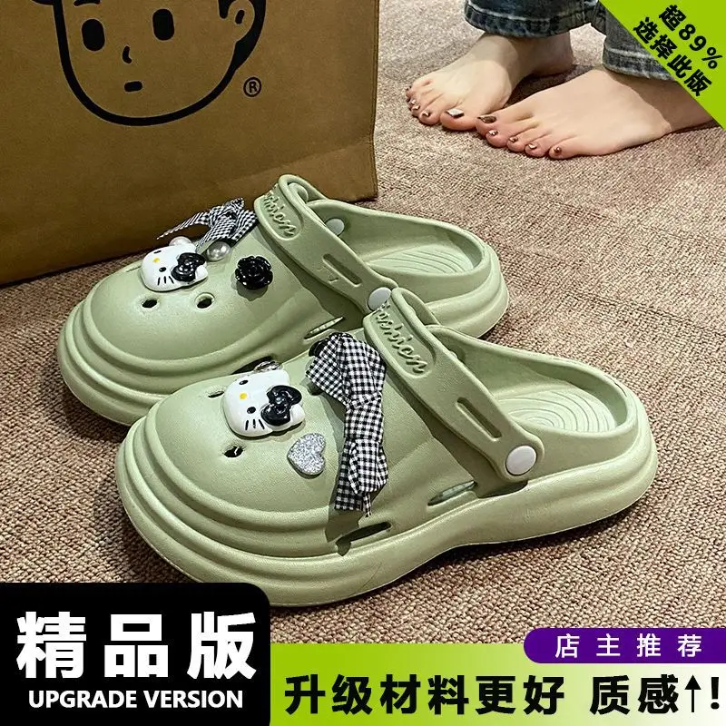 Bow Girl Crocs 2025 Summer Eva Poop Feeling Office Non-Slip - Image 4