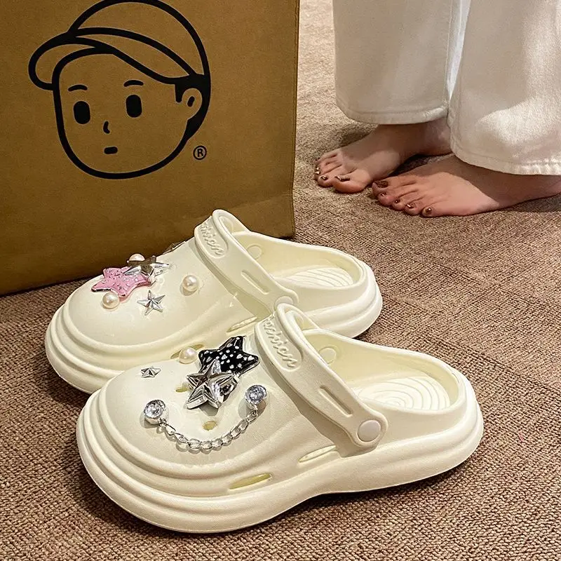 Women's Embellished EVA Beach Clogs with Star & Pearl Decor - Image 6
