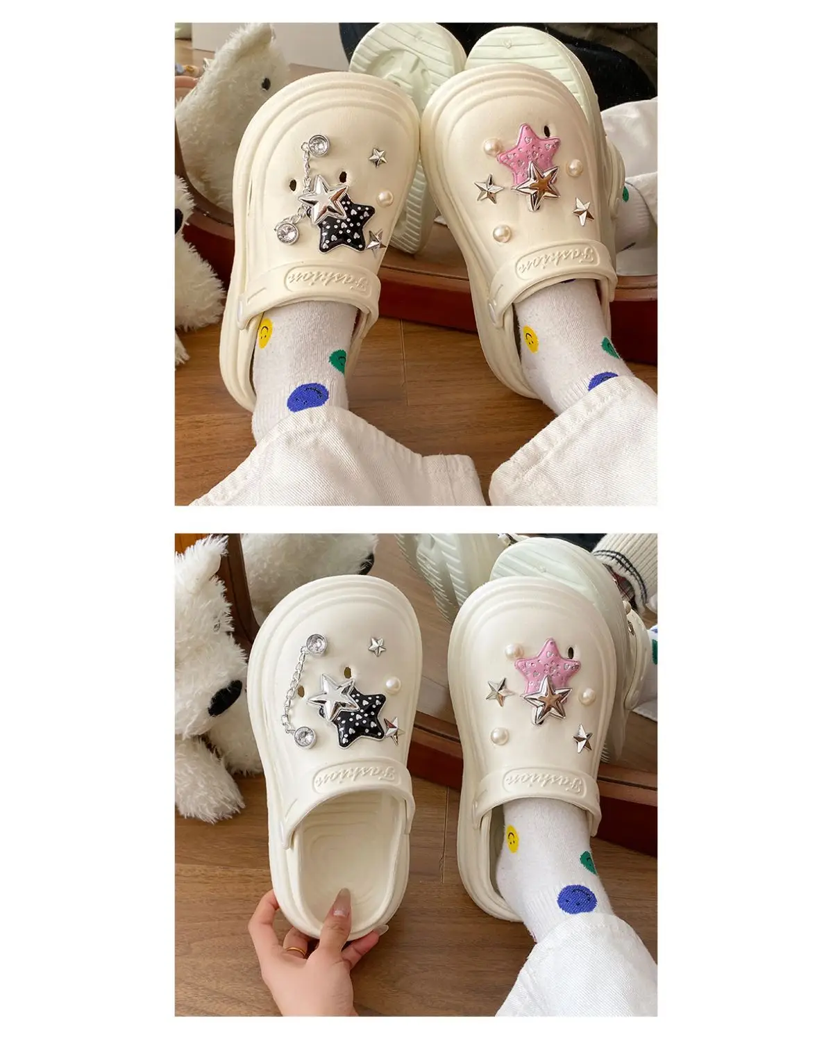 Women's Embellished EVA Beach Clogs with Star & Pearl Decor — feature 13