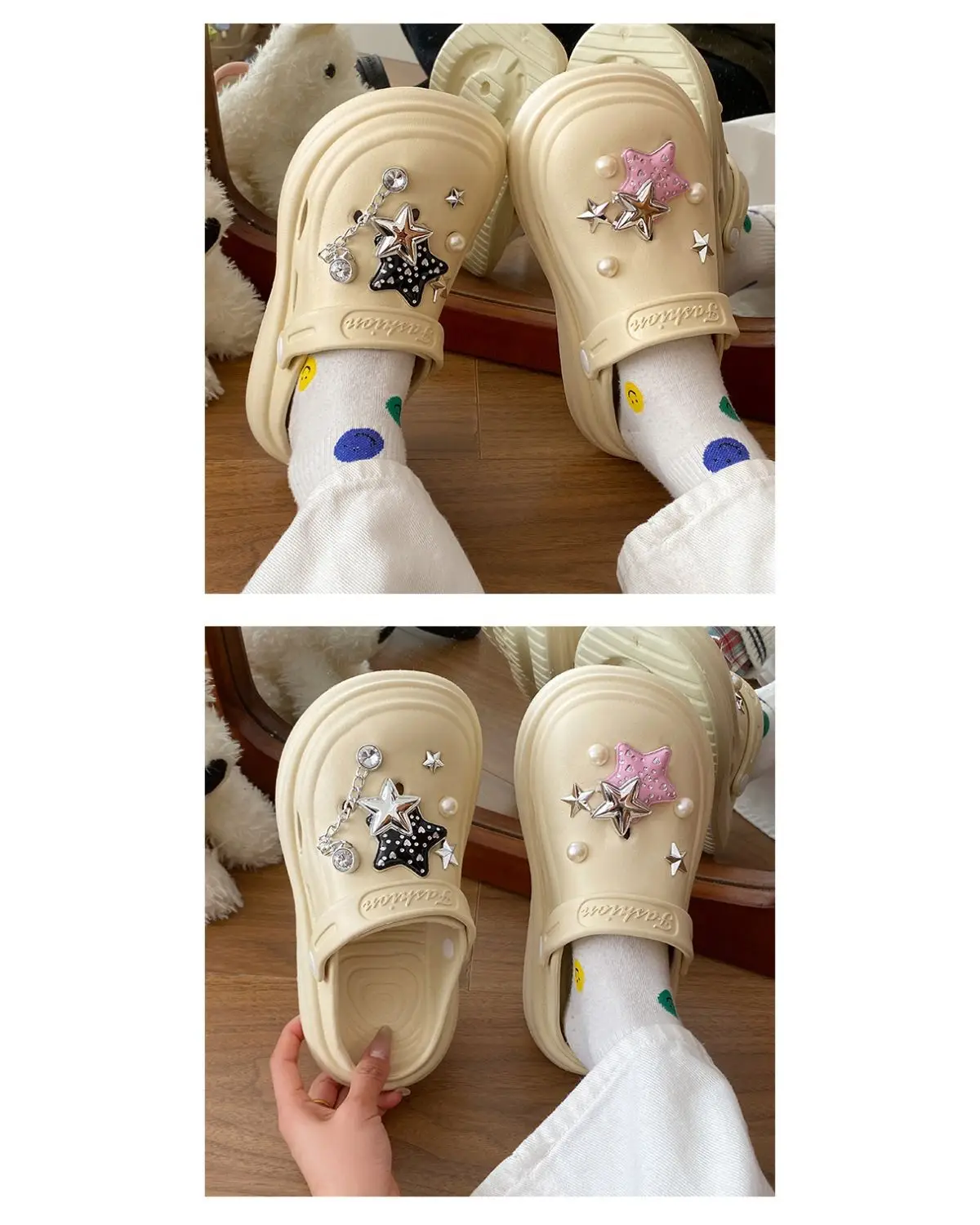 Women's Embellished EVA Beach Clogs with Star & Pearl Decor — feature 15