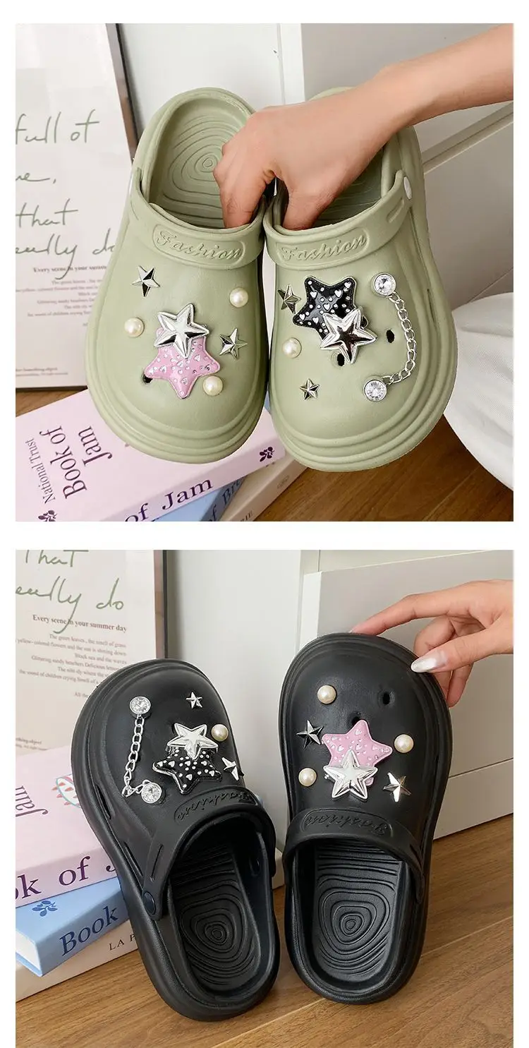 Women's Embellished EVA Beach Clogs with Star & Pearl Decor — feature 19