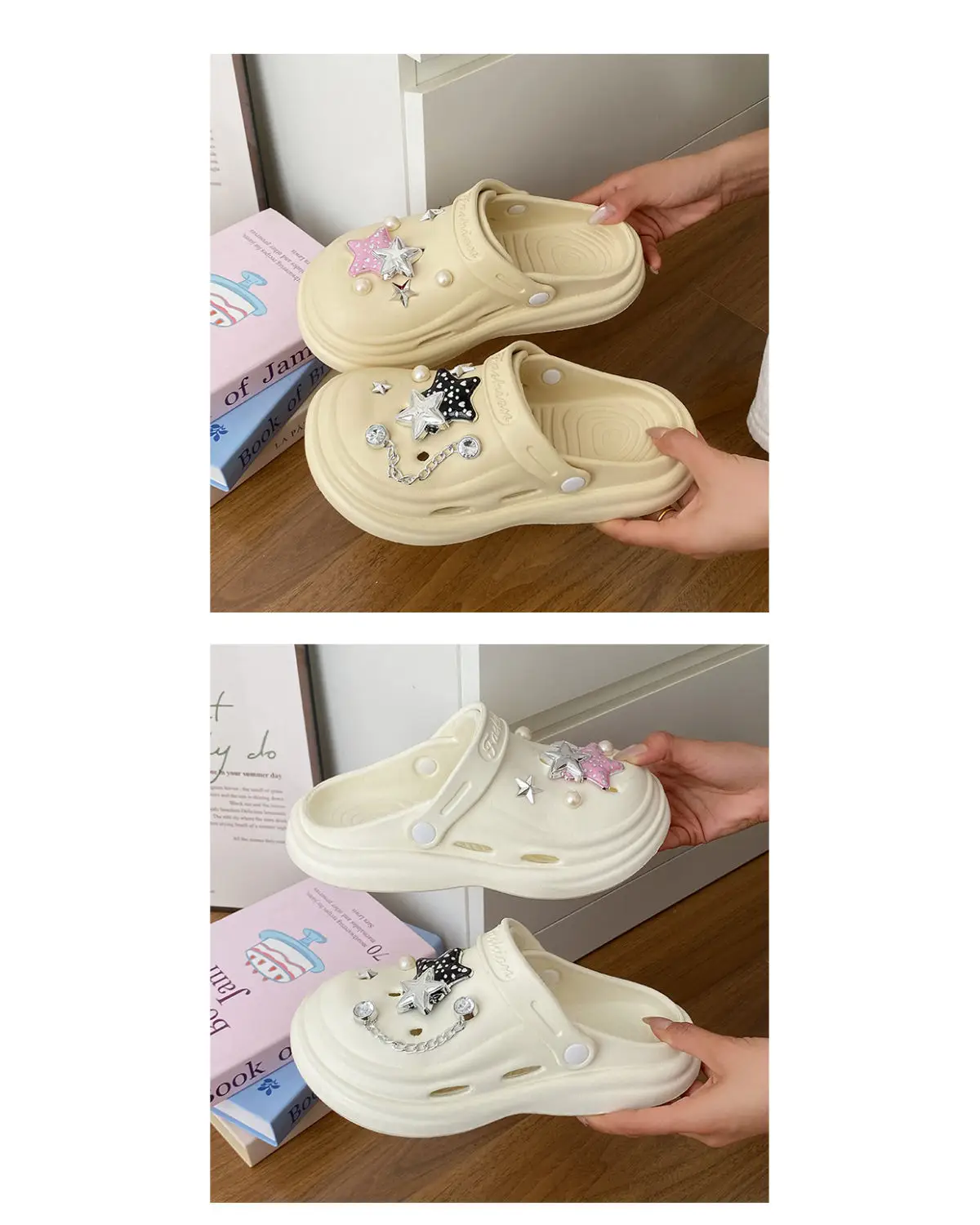 Women's Embellished EVA Beach Clogs with Star & Pearl Decor — feature 20
