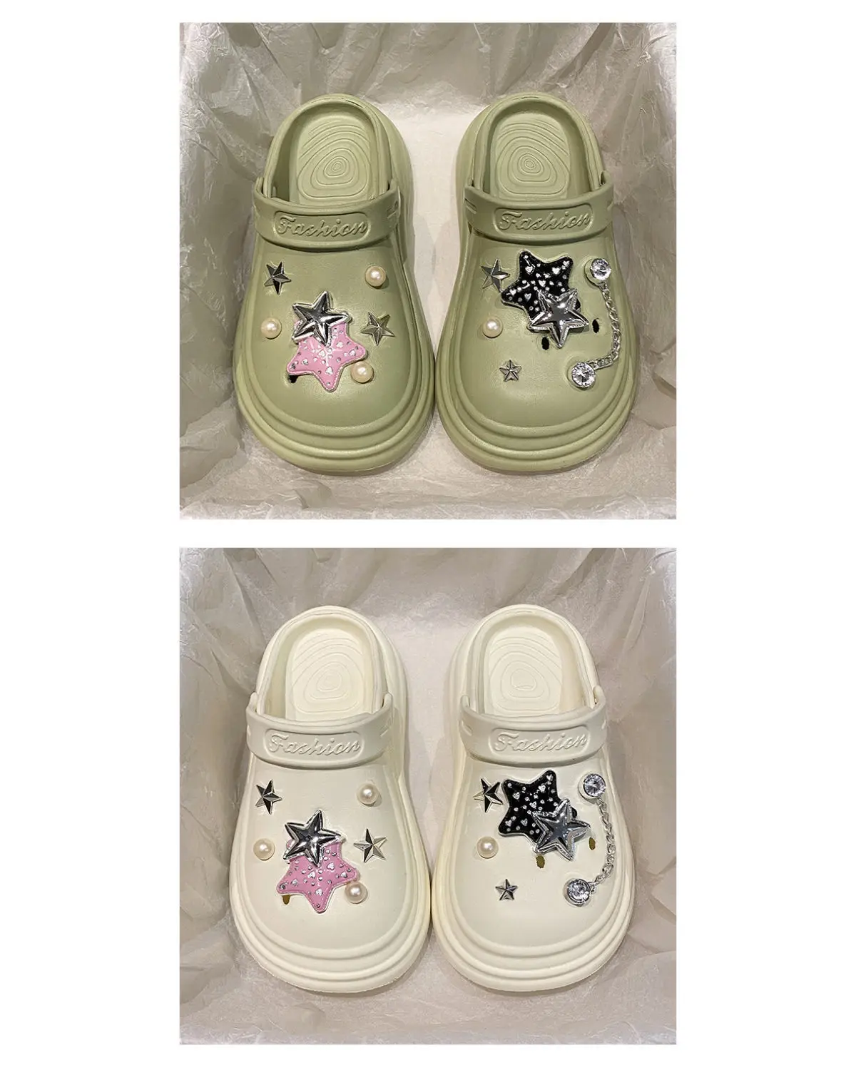 Women's Embellished EVA Beach Clogs with Star & Pearl Decor — feature 23