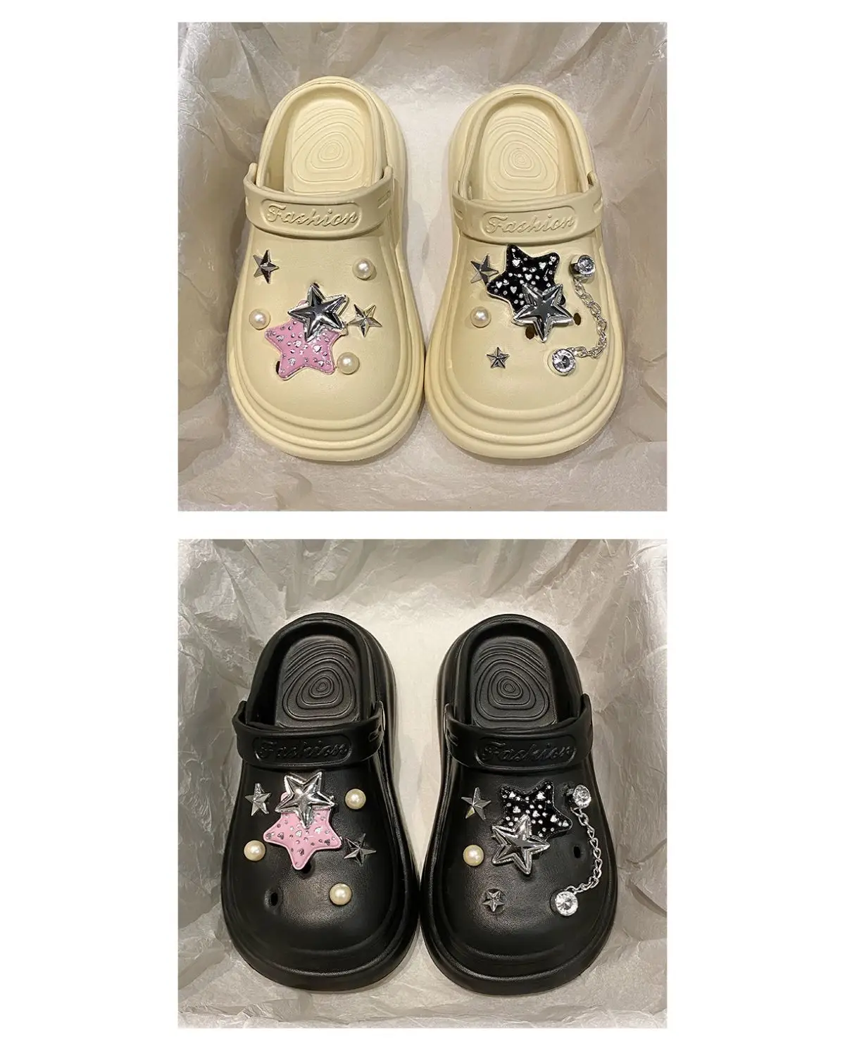 Women's Embellished EVA Beach Clogs with Star & Pearl Decor — feature 24