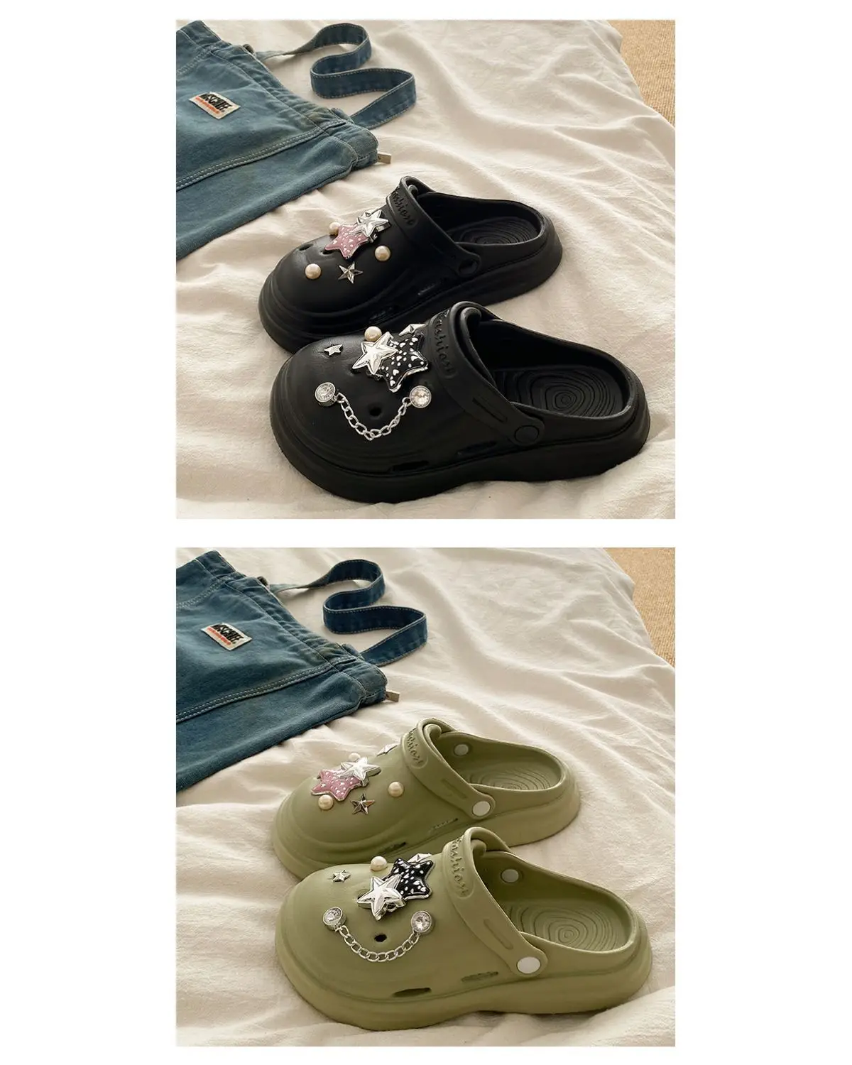 Women's Embellished EVA Beach Clogs with Star & Pearl Decor — feature 25