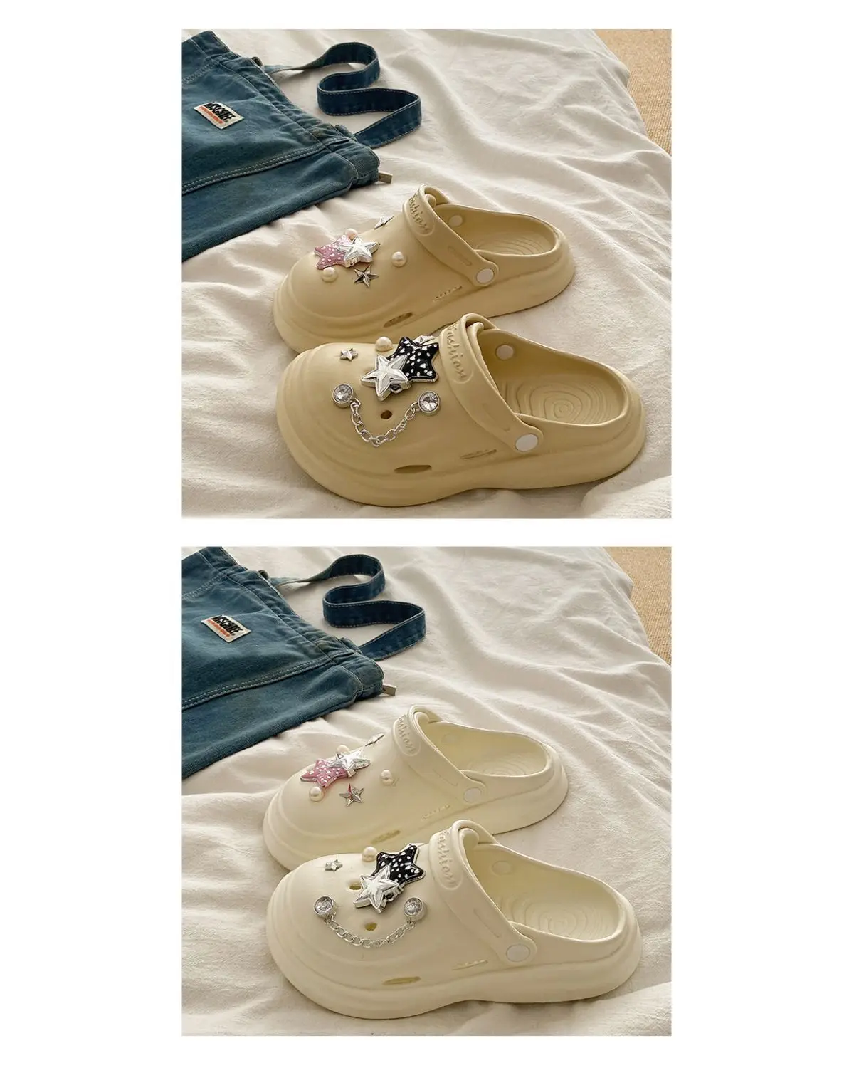Women's Embellished EVA Beach Clogs with Star & Pearl Decor — feature 26