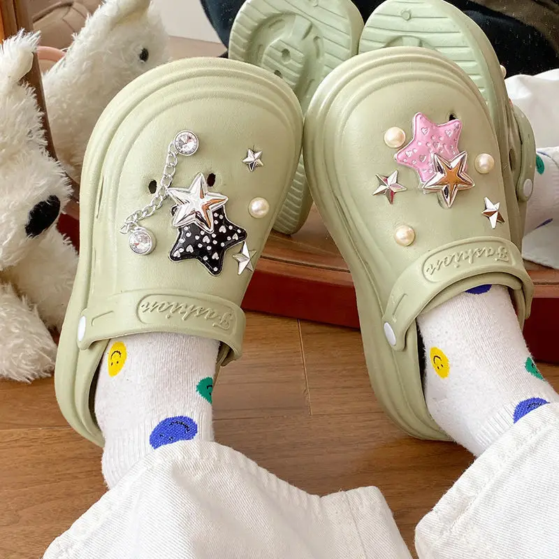 Women's Embellished EVA Beach Clogs with Star & Pearl Decor — feature 34