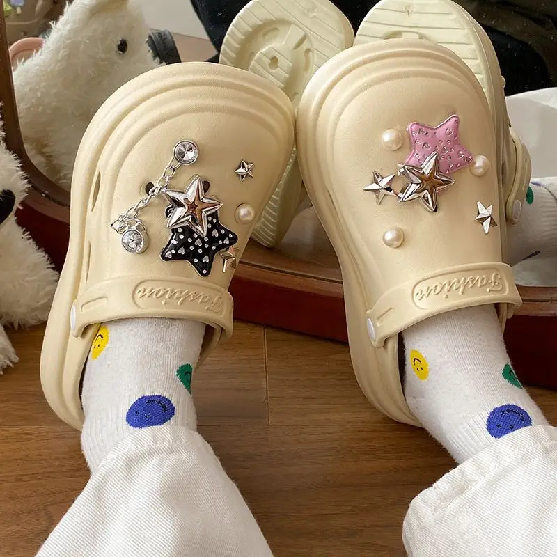 Women's Embellished EVA Beach Clogs with Star & Pearl Decor — feature 35
