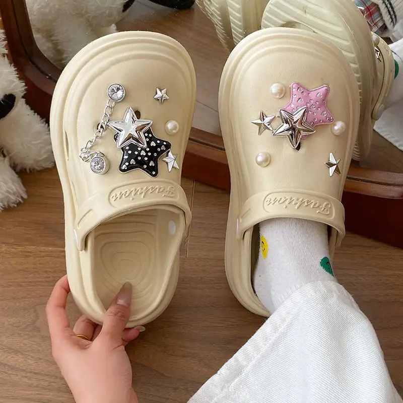 Women's Embellished EVA Beach Clogs with Star & Pearl Decor — feature 36