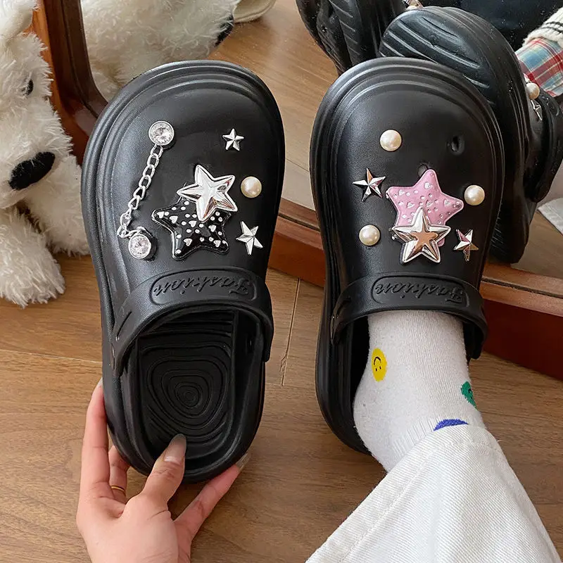 Women's Embellished EVA Beach Clogs with Star & Pearl Decor — feature 37