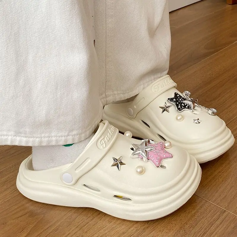 Women's Embellished EVA Beach Clogs with Star & Pearl Decor — feature 38