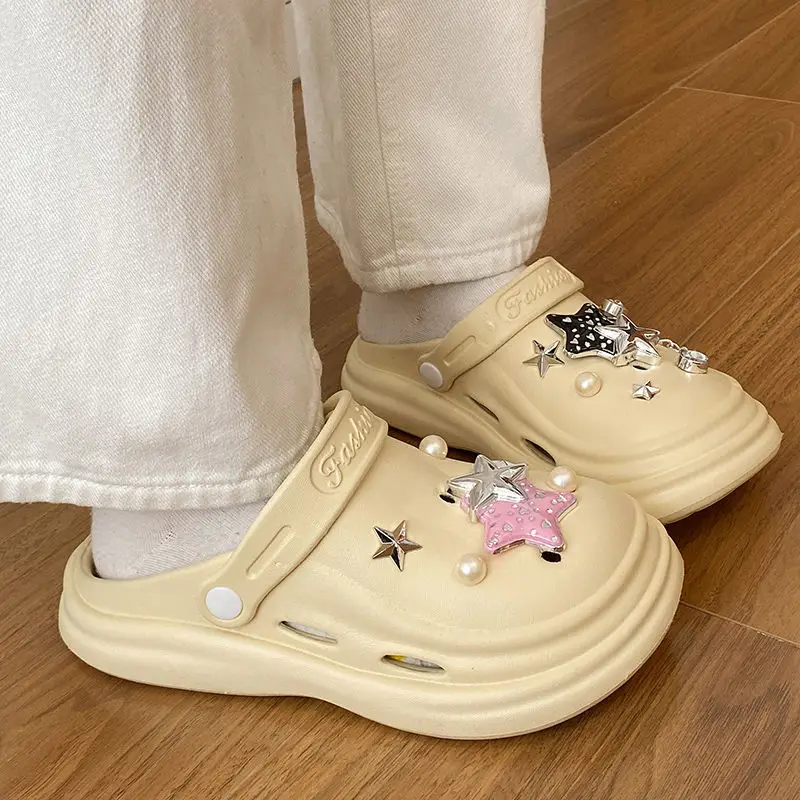 Women's Embellished EVA Beach Clogs with Star & Pearl Decor — feature 39