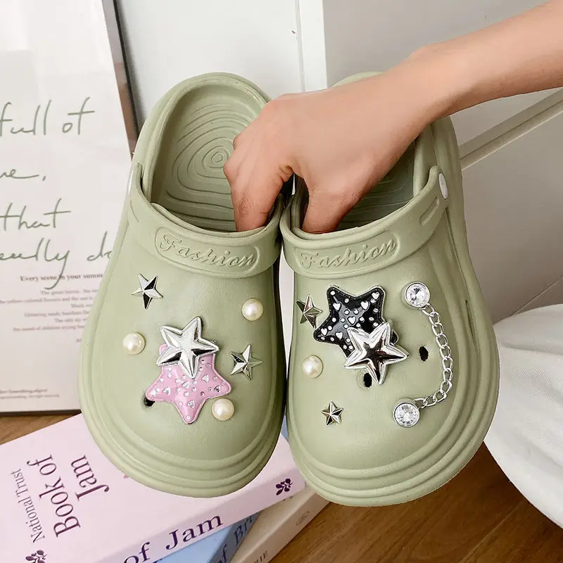 Women's Embellished EVA Beach Clogs with Star & Pearl Decor — feature 42