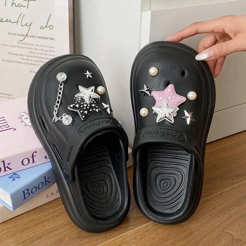 Women's Embellished EVA Beach Clogs with Star & Pearl Decor — feature 43