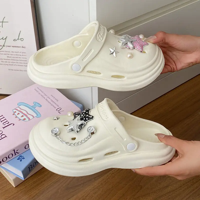 Women's Embellished EVA Beach Clogs with Star & Pearl Decor — feature 45