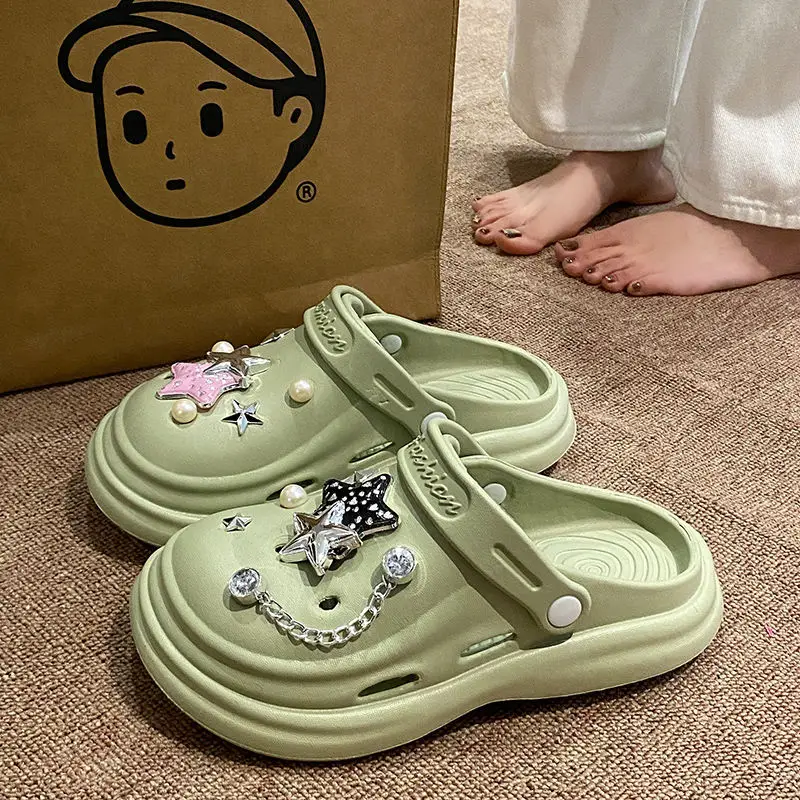 Women's Embellished EVA Beach Clogs with Star & Pearl Decor — feature 46