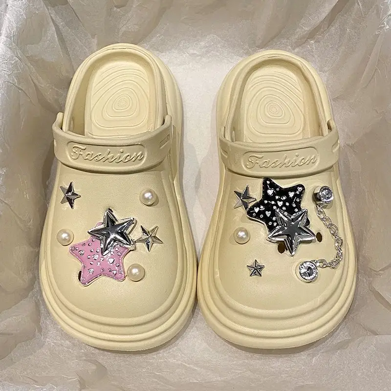 Women's Embellished EVA Beach Clogs with Star & Pearl Decor — feature 48