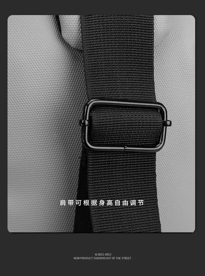 Men's Grey Crossbody Backpack with Red Zippers — feature 19