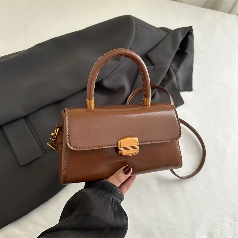 Korean Style Brown Lock Tote Bag for Women