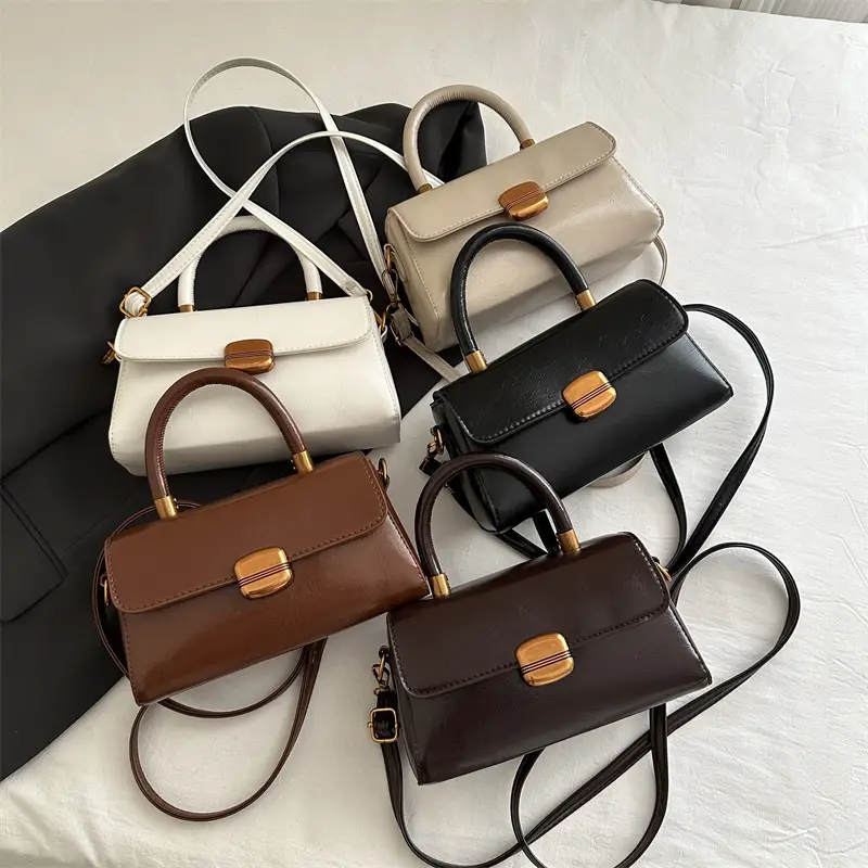 Korean Style Brown Lock Tote Bag for Women