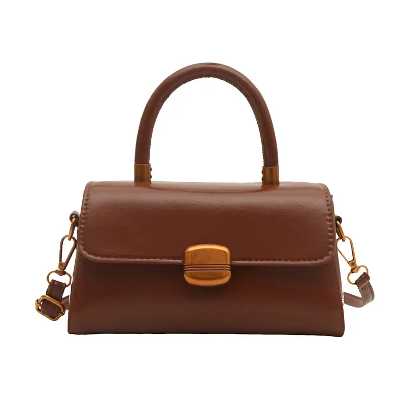 Korean Style Brown Lock Tote Bag for Women