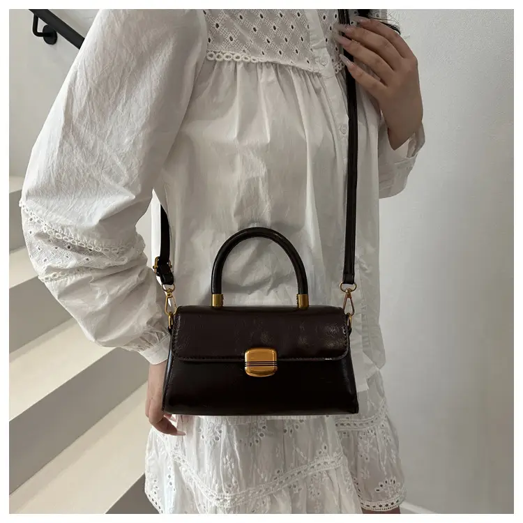 Korean Style Brown Lock Tote Bag for Women — feature 10