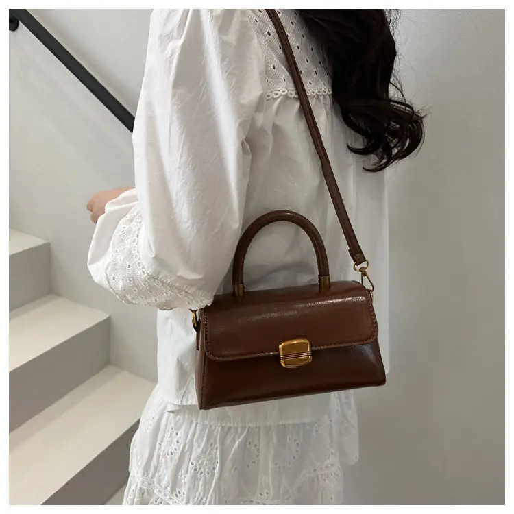 Korean Style Brown Lock Tote Bag for Women — feature 11