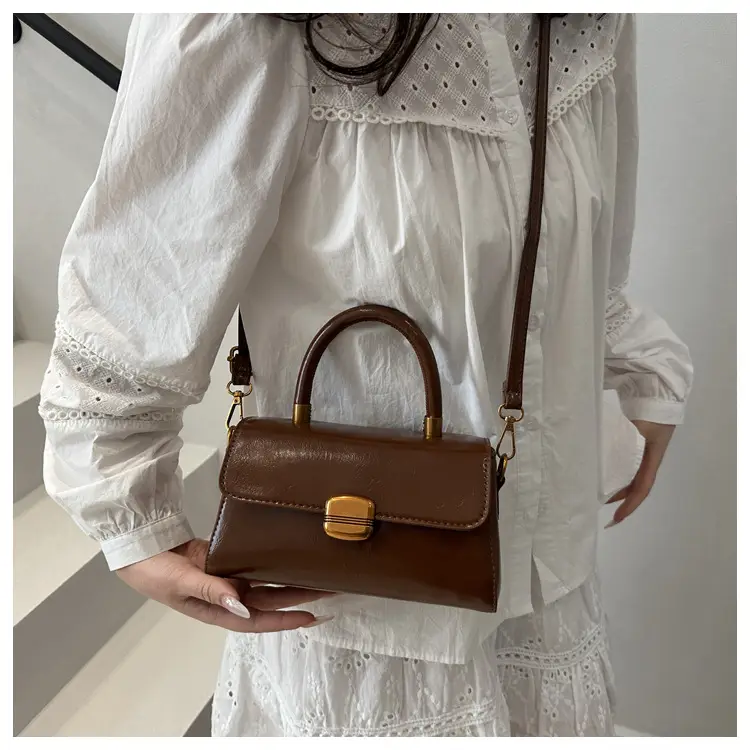 Korean Style Brown Lock Tote Bag for Women — feature 12