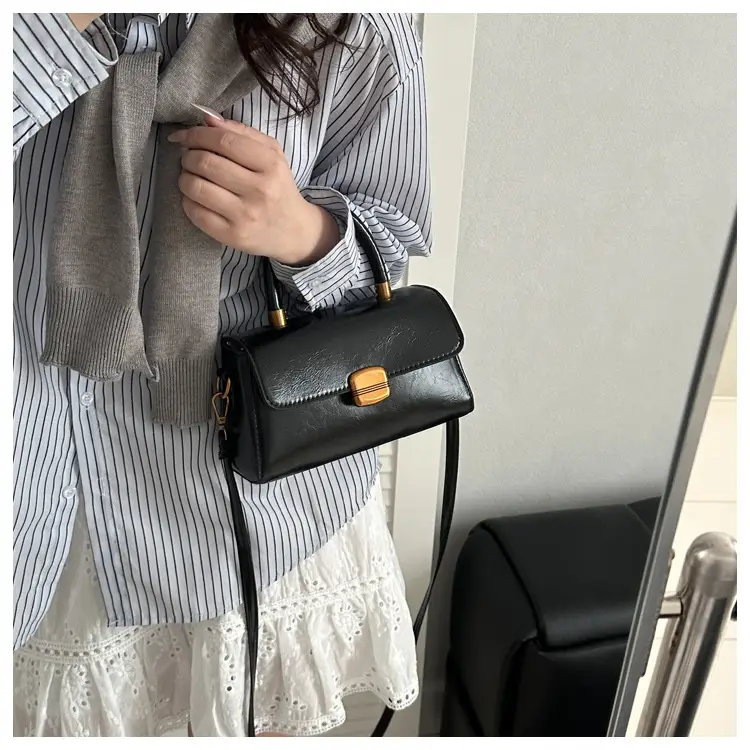 Korean Style Brown Lock Tote Bag for Women — feature 13