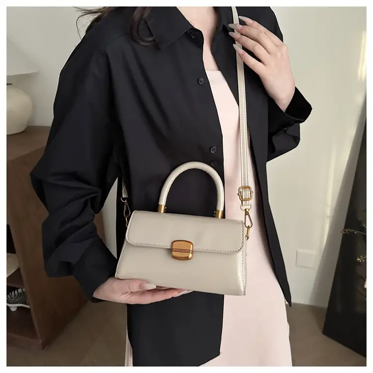 Korean Style Brown Lock Tote Bag for Women — feature 17