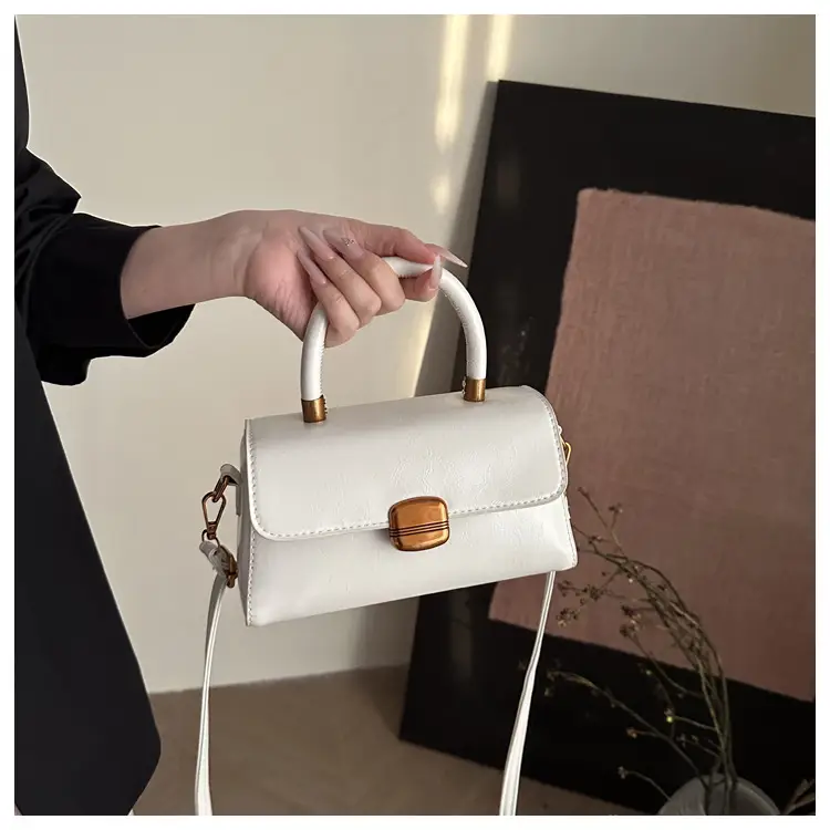 Korean Style Brown Lock Tote Bag for Women — feature 2