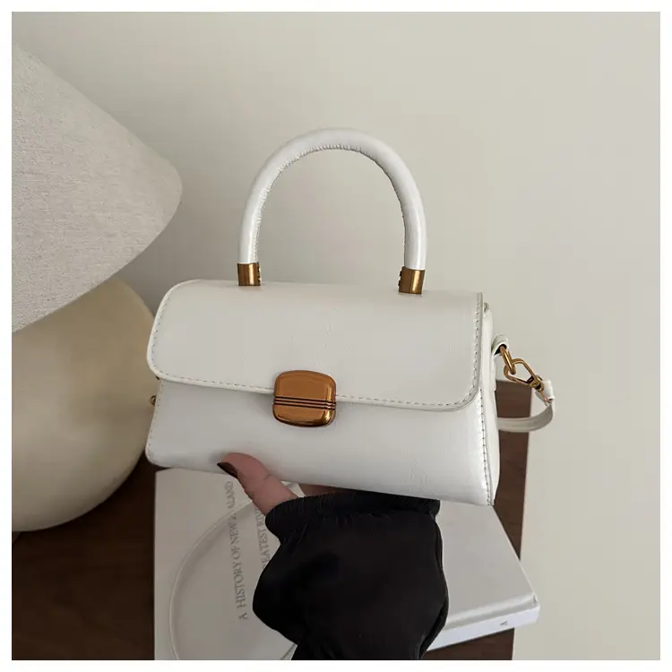 Korean Style Brown Lock Tote Bag for Women — feature 23