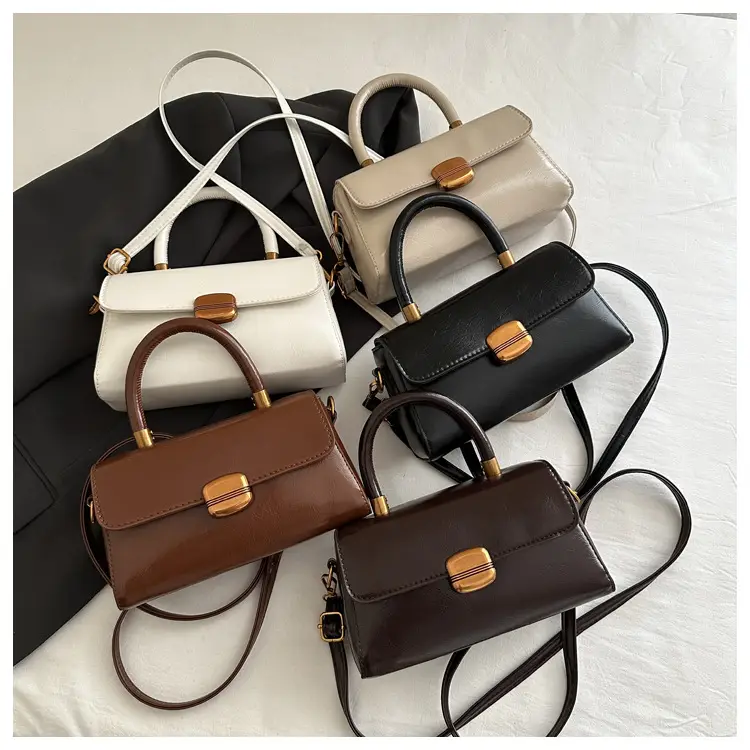 Korean Style Brown Lock Tote Bag for Women — feature 24