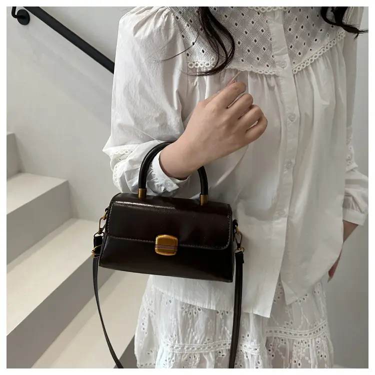 Korean Style Brown Lock Tote Bag for Women — feature 9