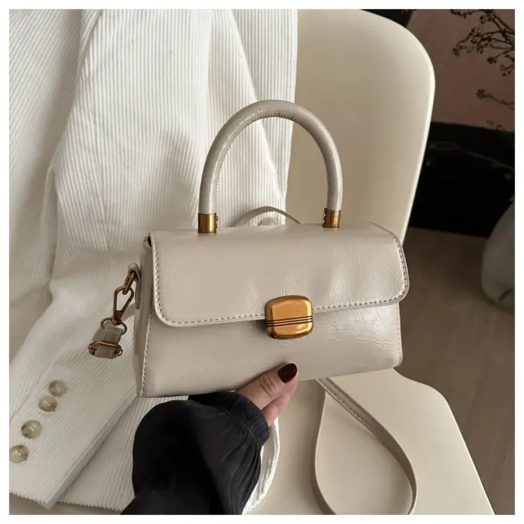 Korean Style Brown Lock Tote Bag for Women