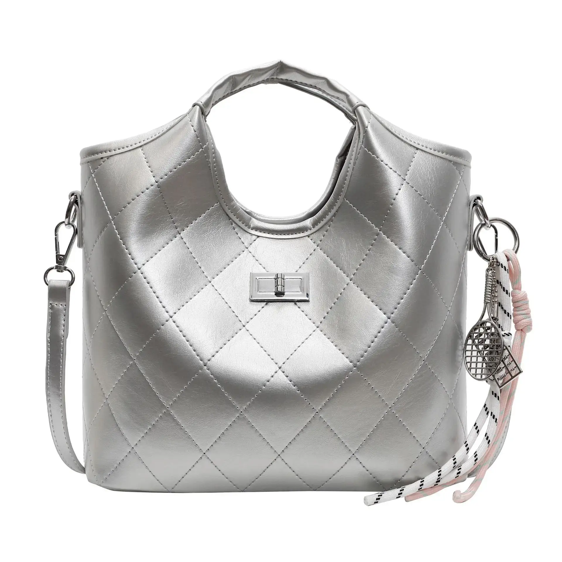 Women's Vintage Diamond Lattice Shoulder Bag Beige 2025 - Image 9
