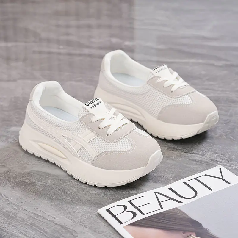 Korean-Style Shallow Mouth Sneakers for Women, Trendy New Spring Sports Running Casual Thick-Soled Dad Shoes for Middle-Aged Moms - Image 5